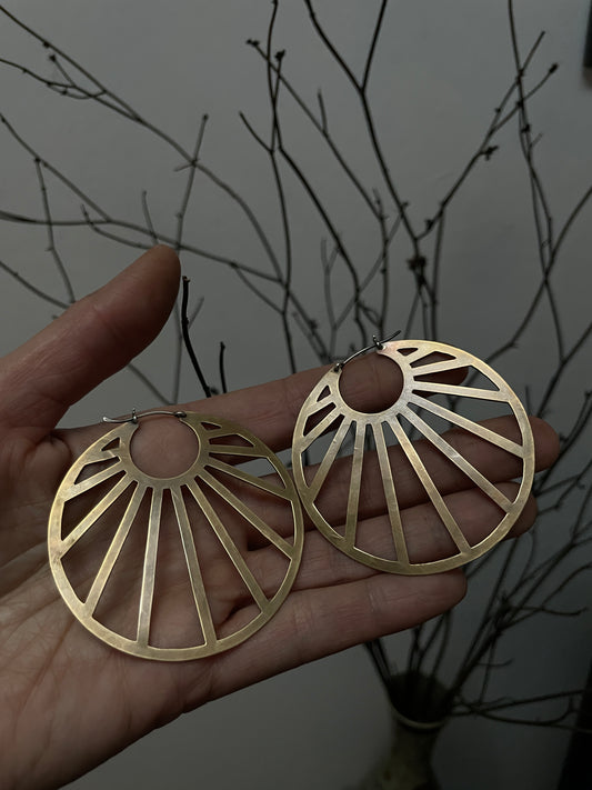 Brass Sunburst Hoops
