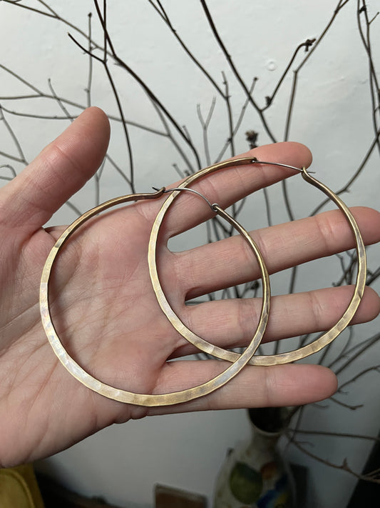 Hammered Brass Hoops