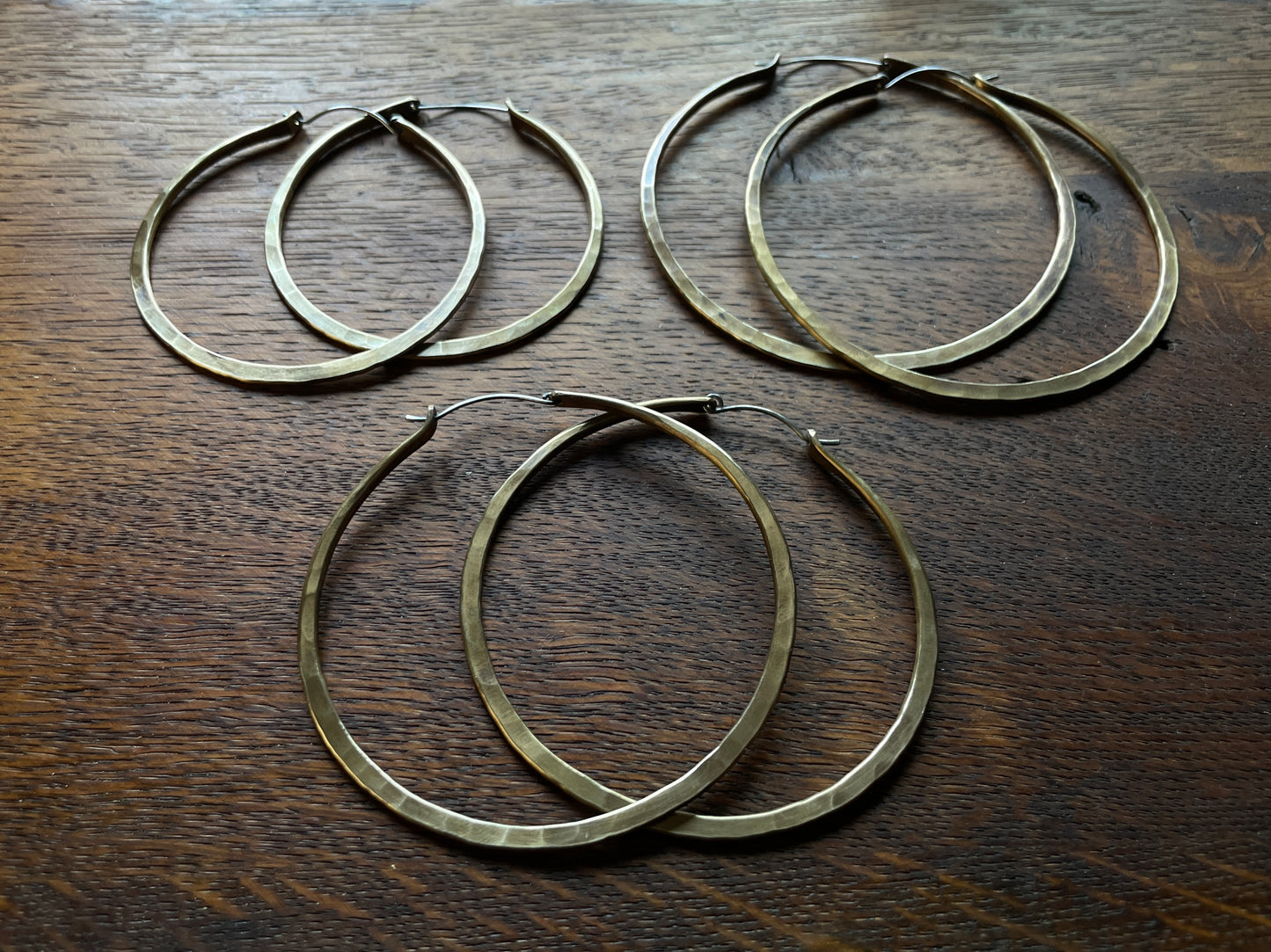 Hammered Brass Hoops