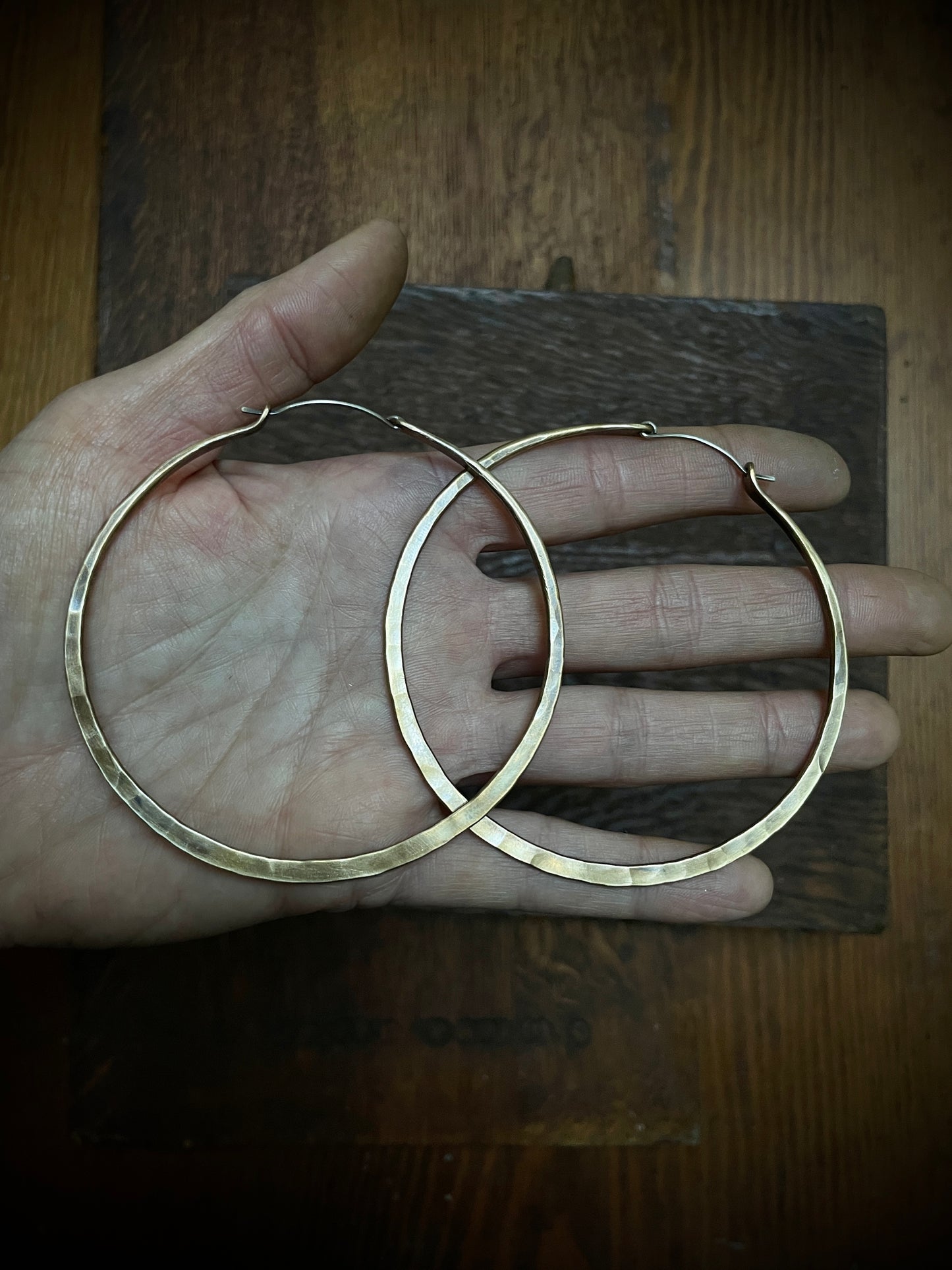 Hammered Brass Hoops