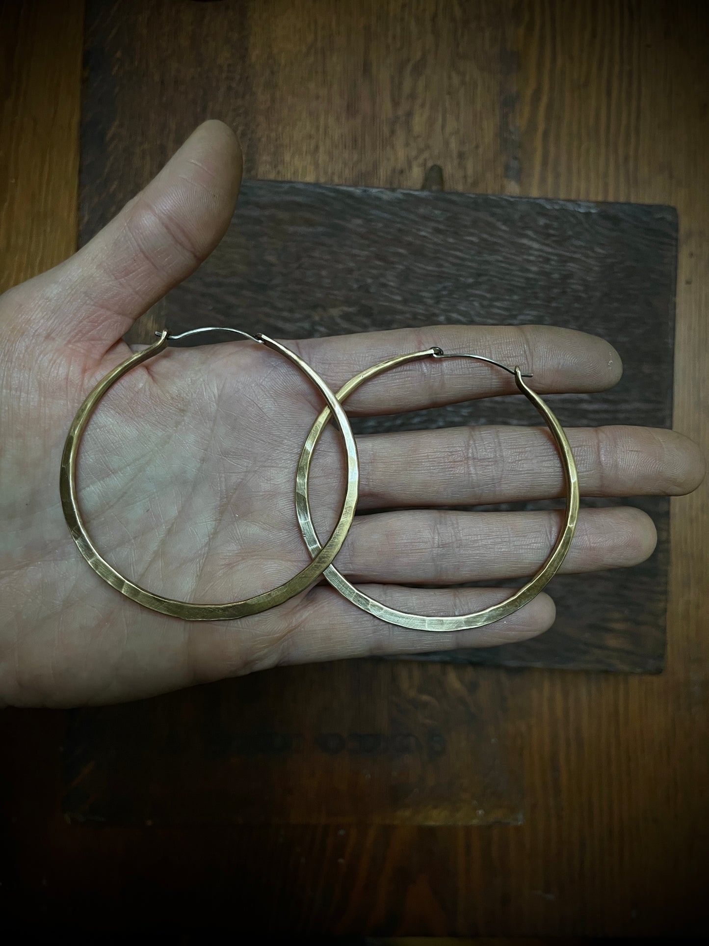 Hammered Brass Hoops